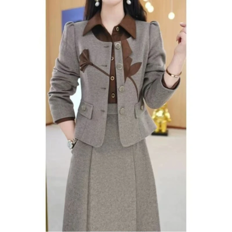 H1062  2025春秋季新款高级感气质通勤气质两件连衣裙