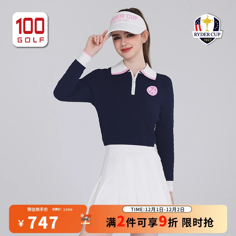 RYDER CUP莱德杯高尔夫女装毛衣24秋冬高弹翻领毛衣RF242WK065