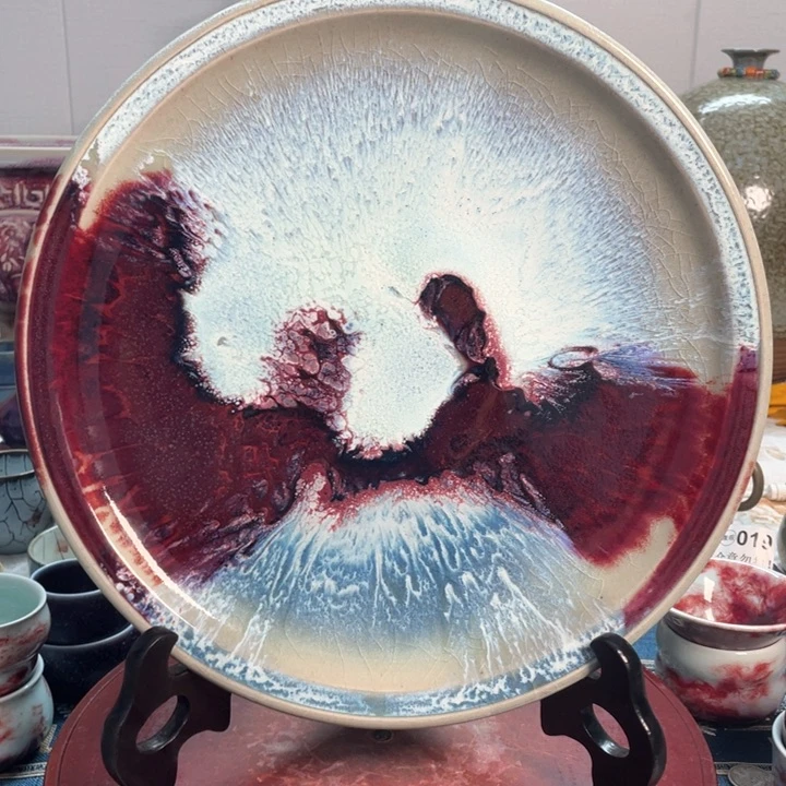 摆件钧瓷鹊桥相会赏盘