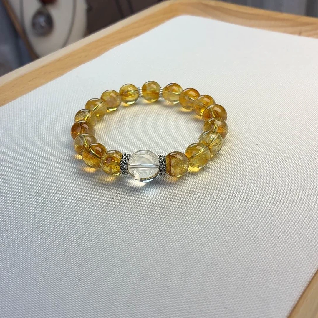 水晶手链未镶嵌黄水晶白水晶