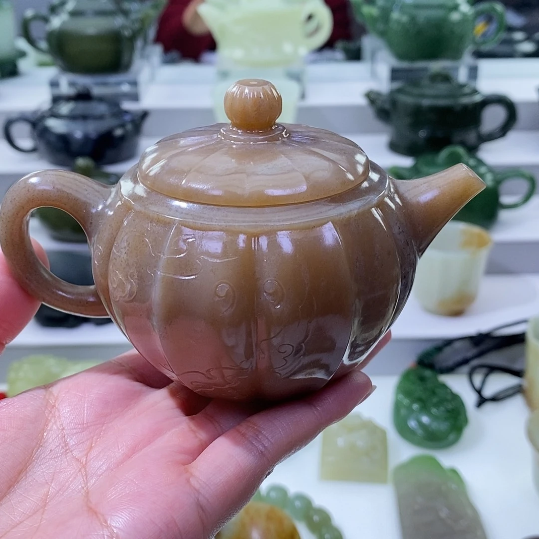 和田玉未镶嵌挂件茶壶