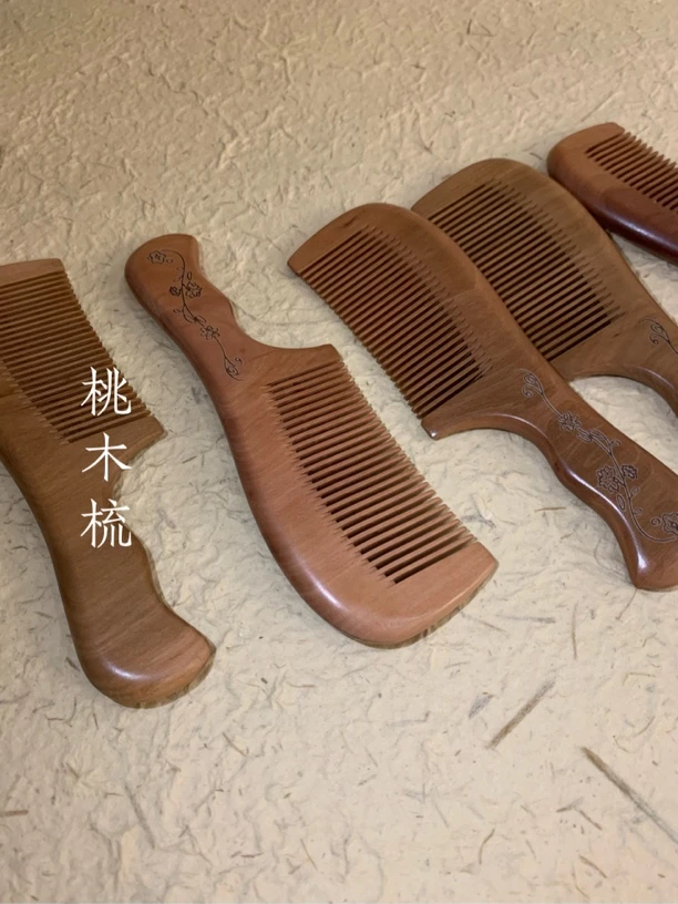 防静电脱发正品手工木头家用男女梳头发  加厚圆润！天然桃木梳子