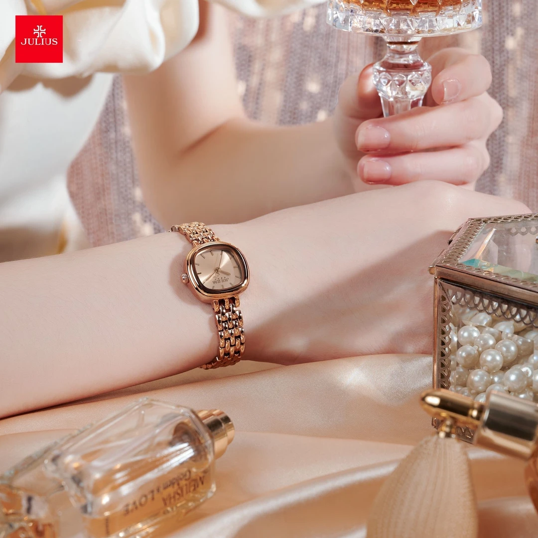 Julius/聚利時2024新款气质小众轻奢小巧女士防水方形石英手表