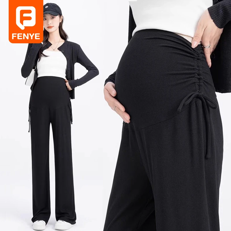 孕妇裤子夏季薄款外穿打底阔腿裤小个子孕期休闲无托腹直筒裤夏装