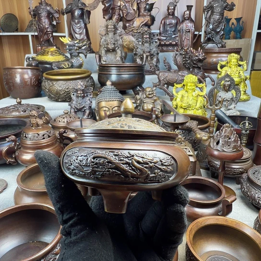铜香炉聚宝盆铜工艺品风水摆件