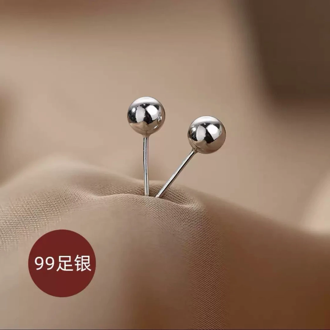 3mm圆珠耳钉（足银999）