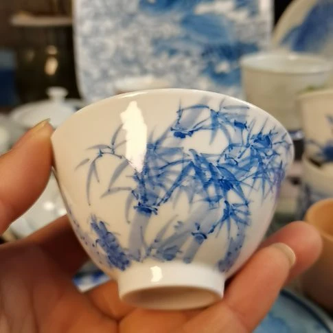 春*景德镇陶瓷青花竹子杯