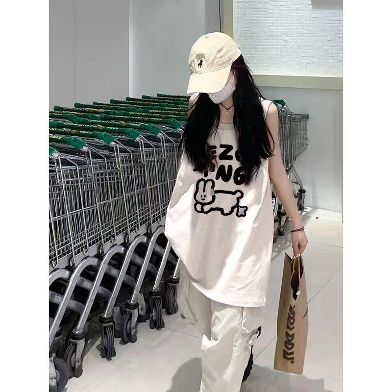 背心夏季纯棉新款坎肩多巴胺无袖2025新款宽松显瘦美式吊带上衣