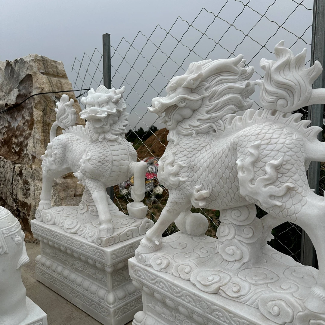 天然石材汉白玉青石石雕麒麟手工雕刻装饰庭院别墅门口假一赔十