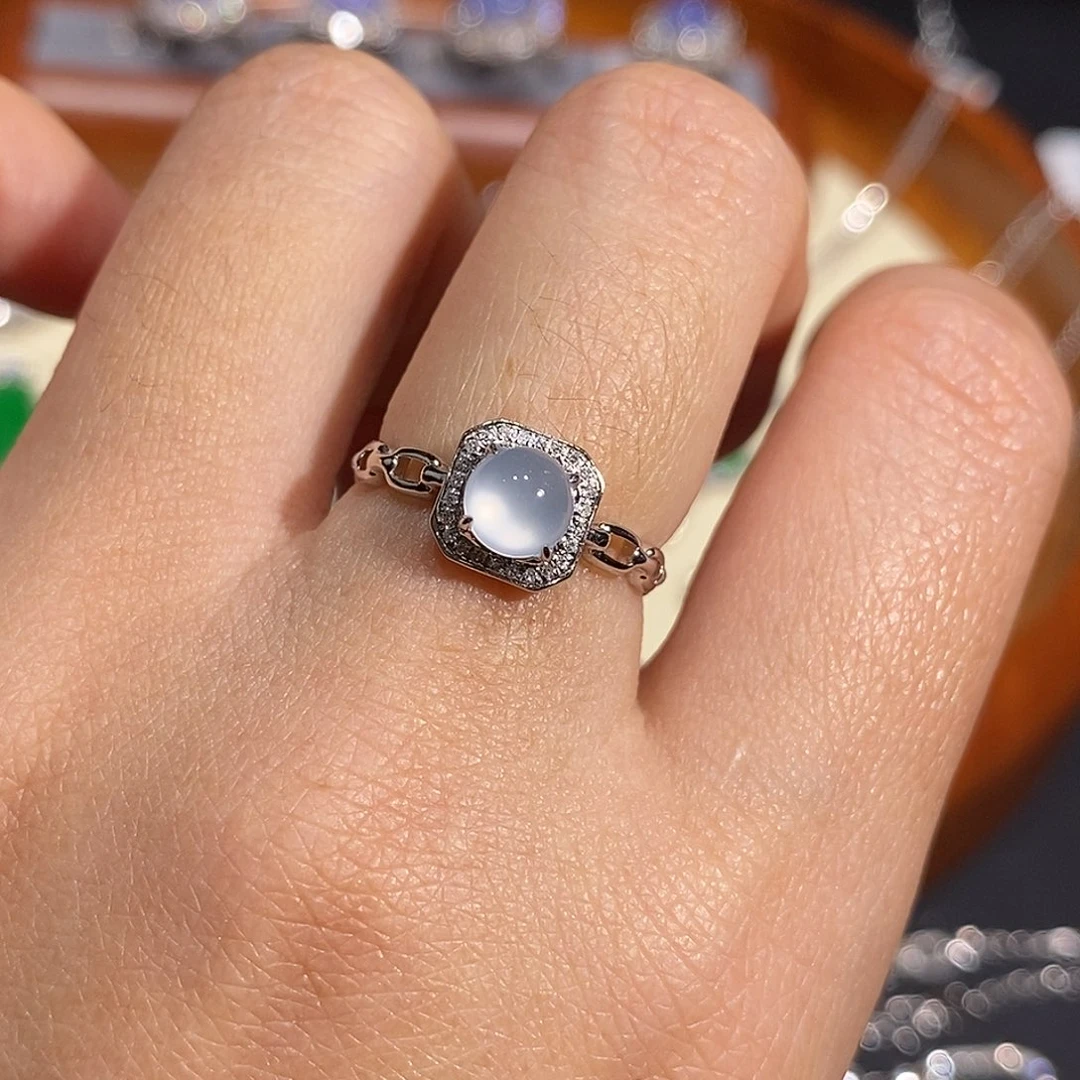 翡翠戒指18K金镶嵌戒指18k