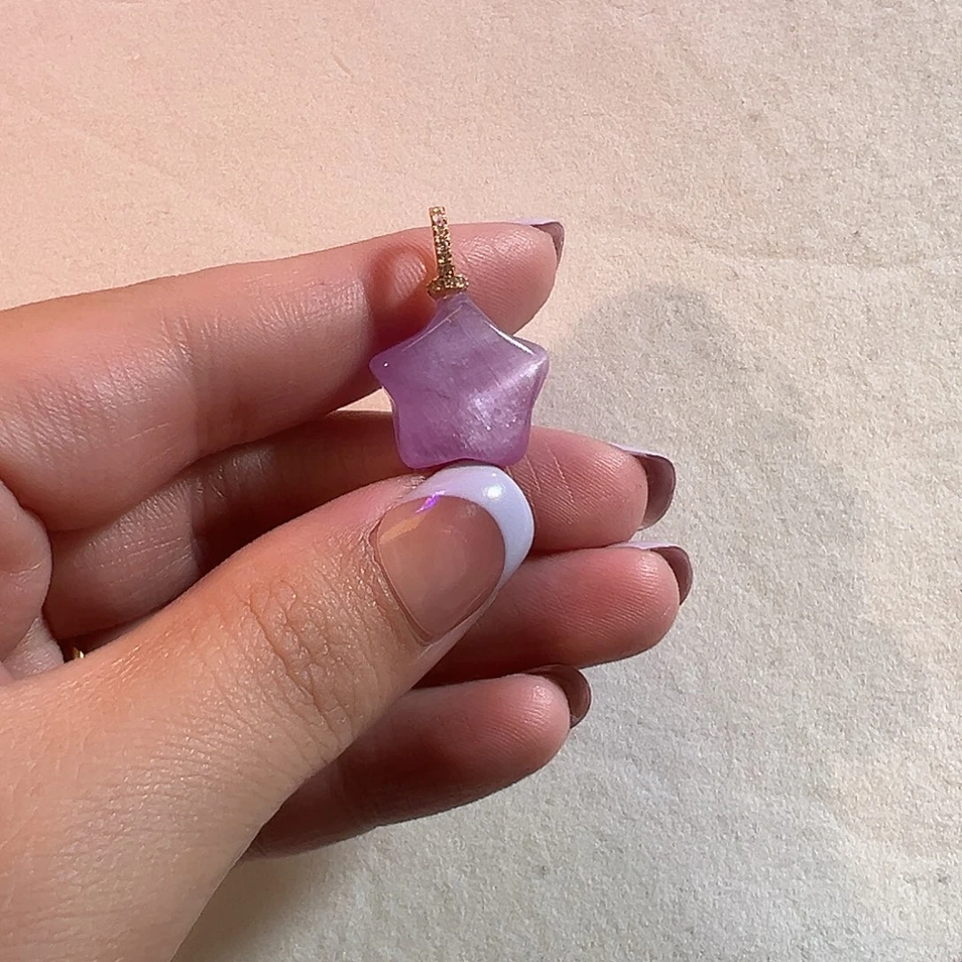 锂辉石银S925镶嵌吊坠星星冰紫猫眼紫锂辉吊坠