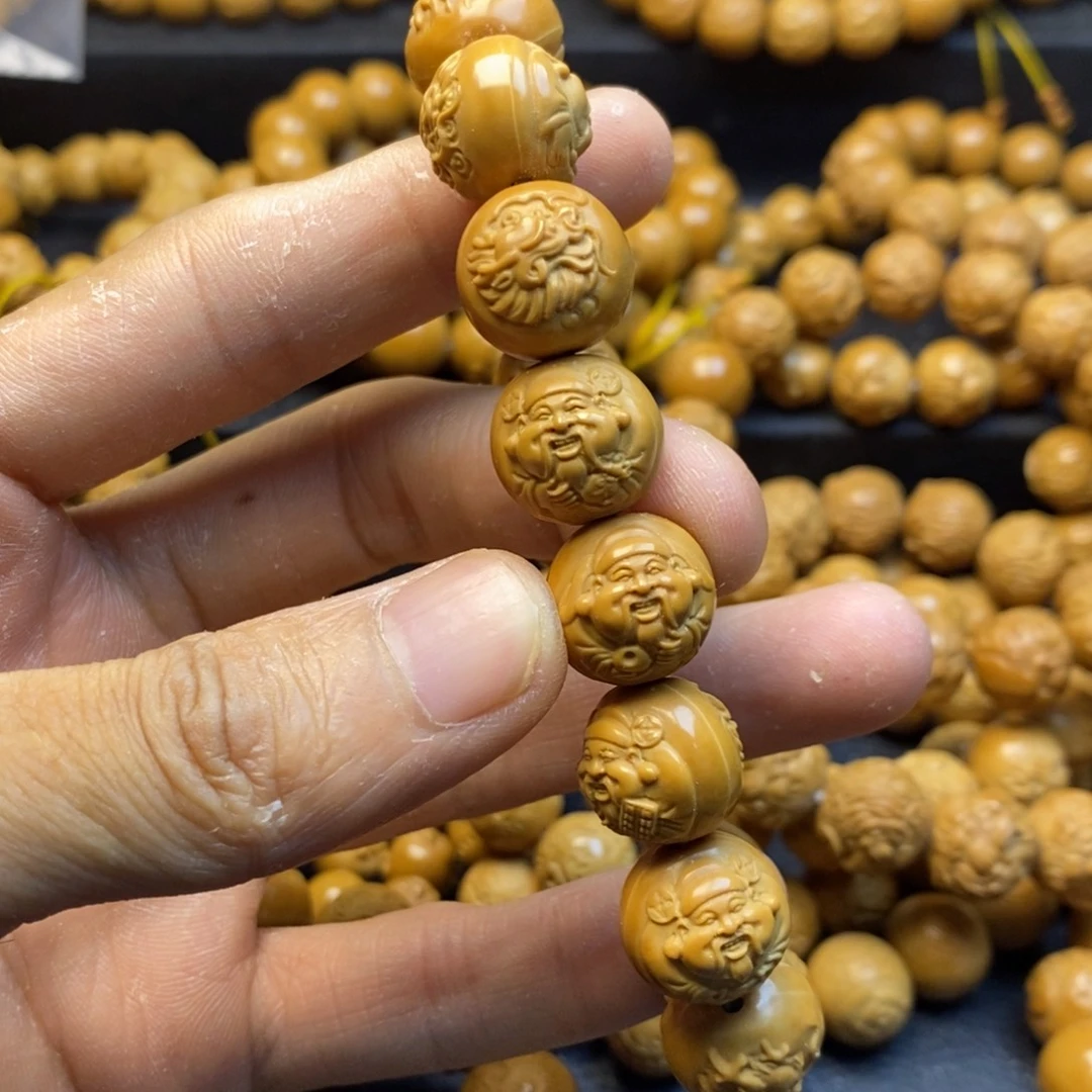 猴头核桃手串双面龙财神