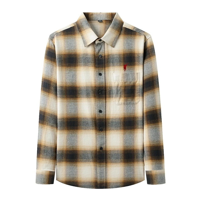 保罗正品POLO长袖宽松型男士春秋格子秋季衬衫潮流秋冬痞帅muji风