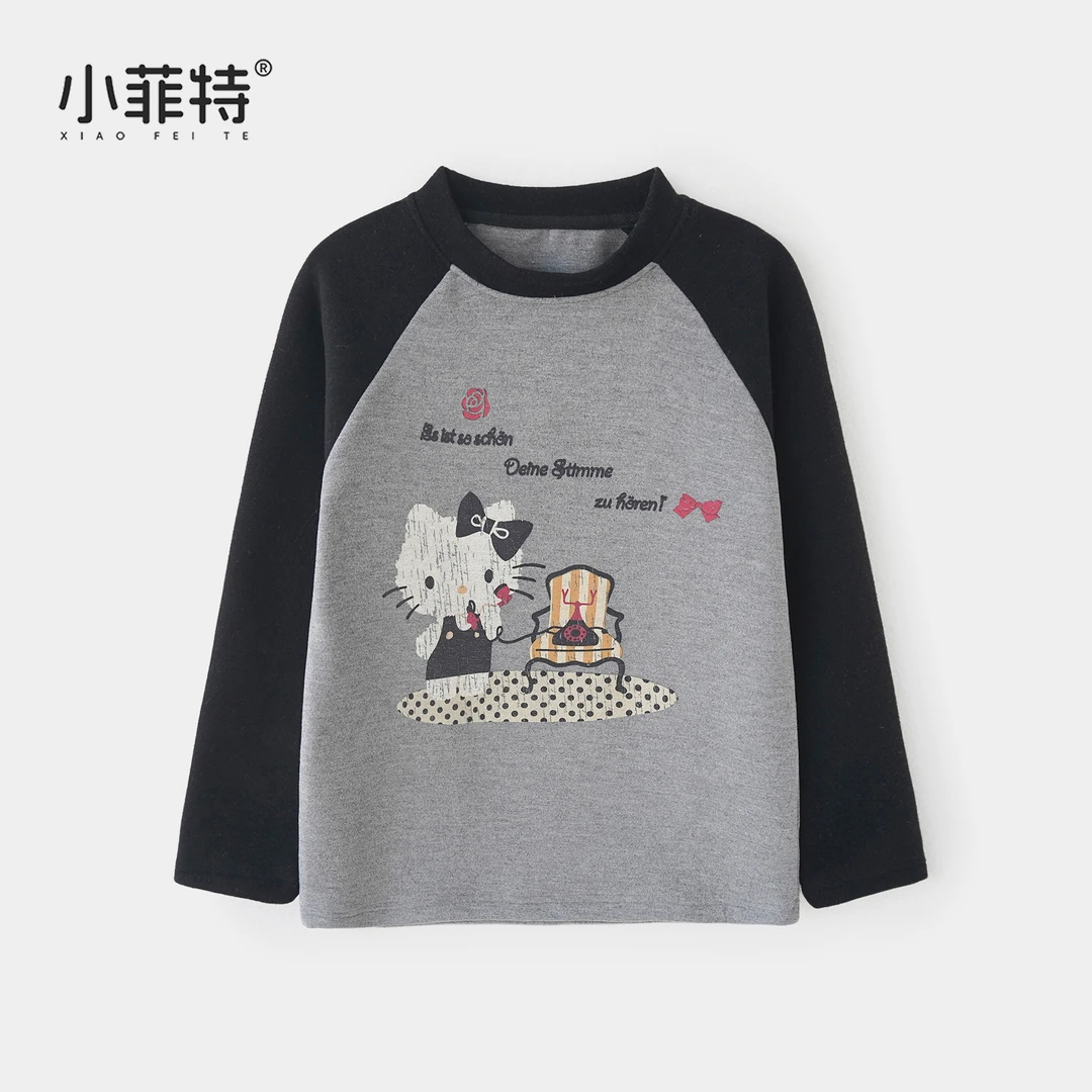 小菲特女童冬装加绒长t恤中大童保暖上衣儿童加厚打底衫BGYD56343