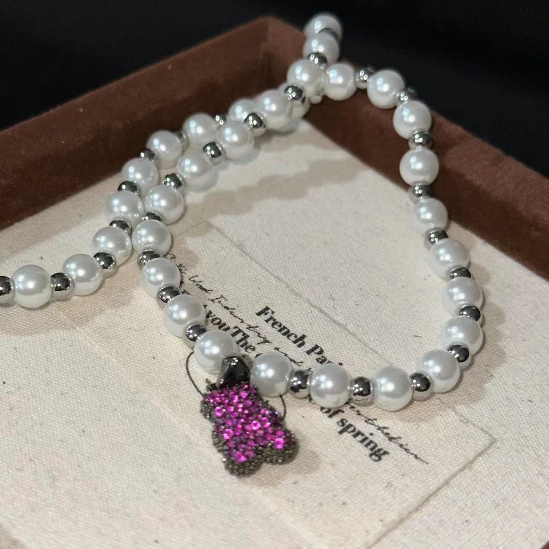 铜合金项链 立体小熊双面项链-3942