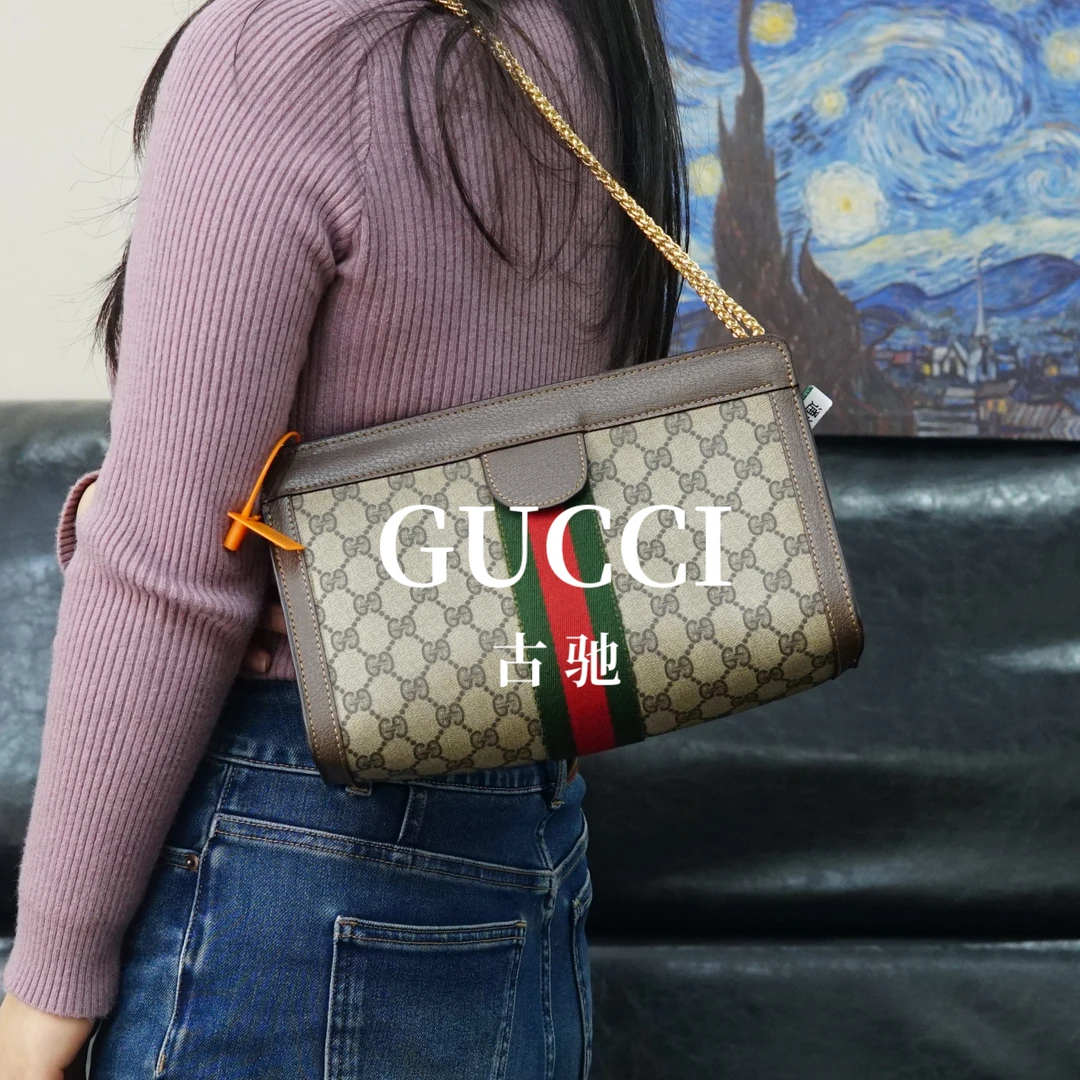 95新 GUCCI/古驰 老花链条包/FYJJ11612864/2864