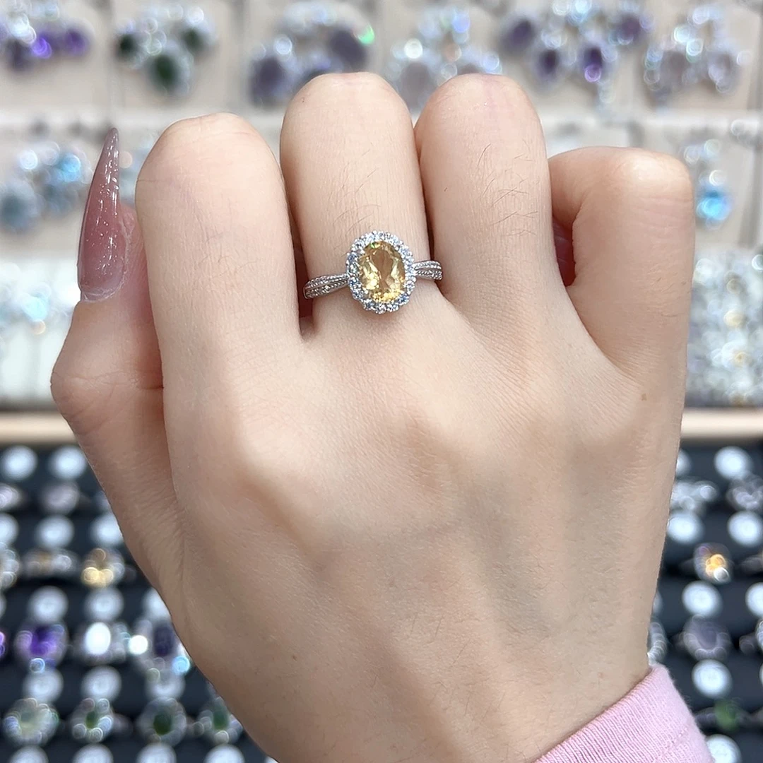 水晶戒指银S925镶嵌