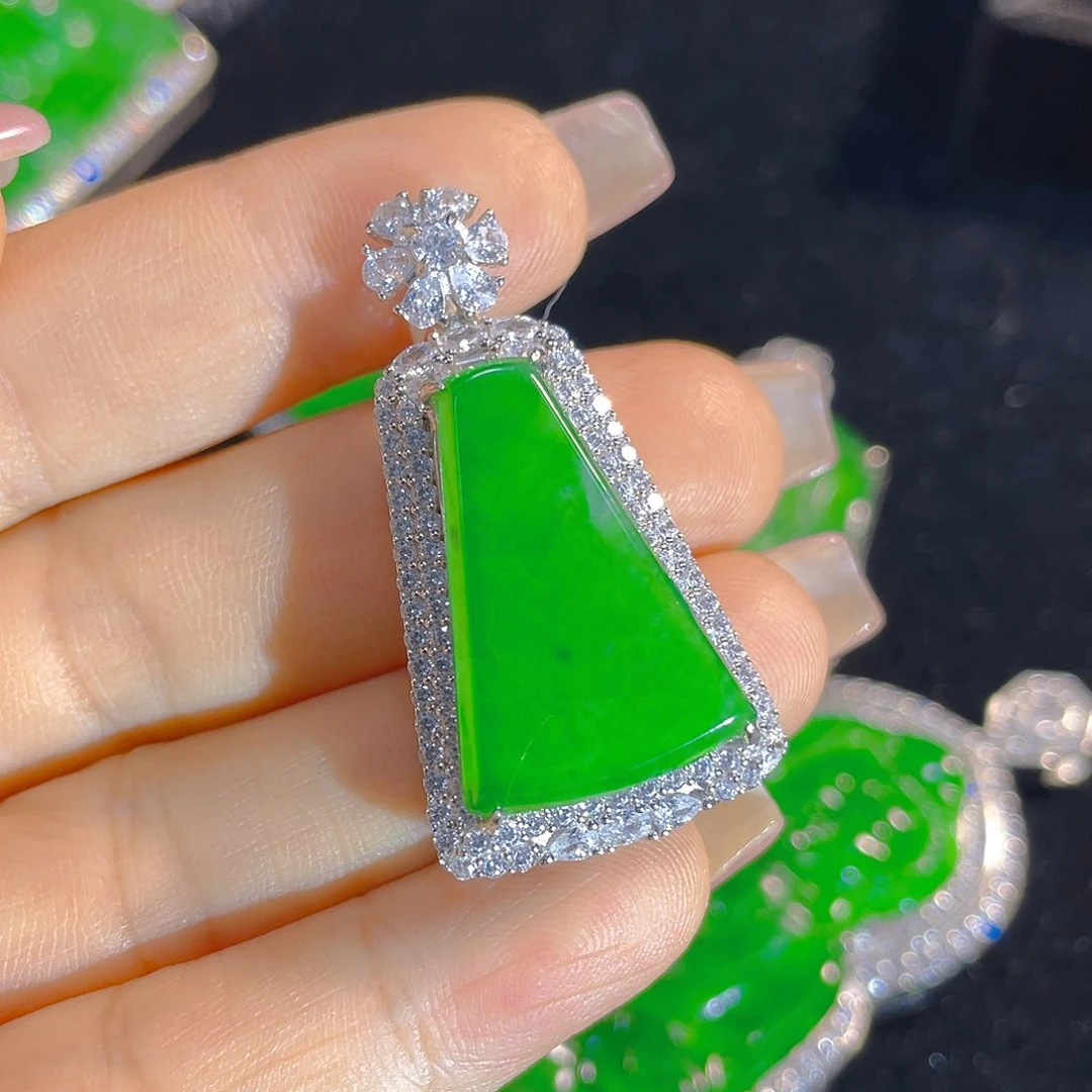 翡翠银S925镶嵌颈饰天然