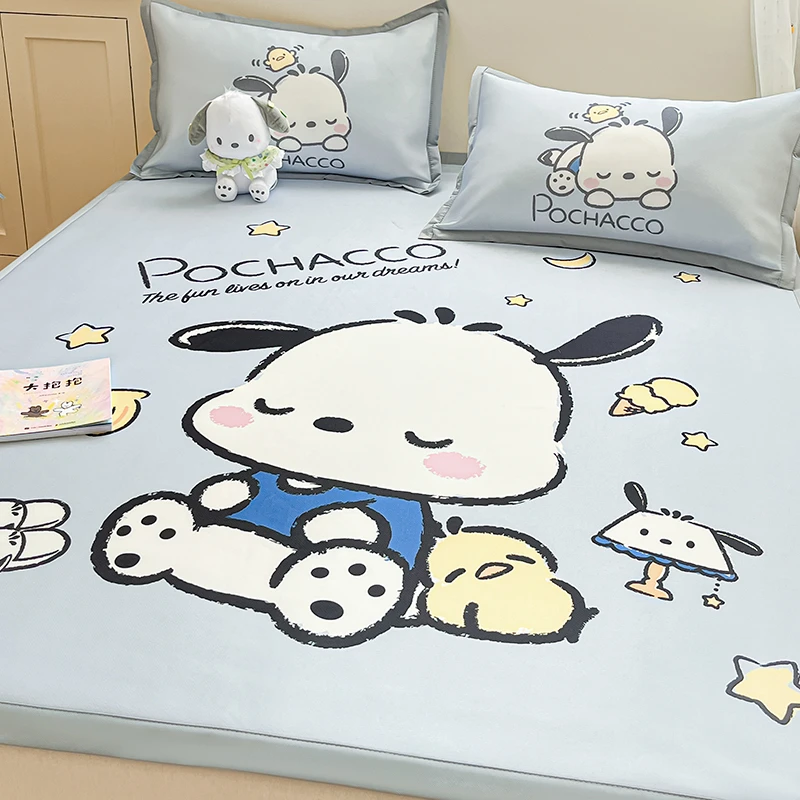三丽鸥卡通冰丝凉席帕恰狗儿童空调软席子三件套可折叠机洗夏凉垫