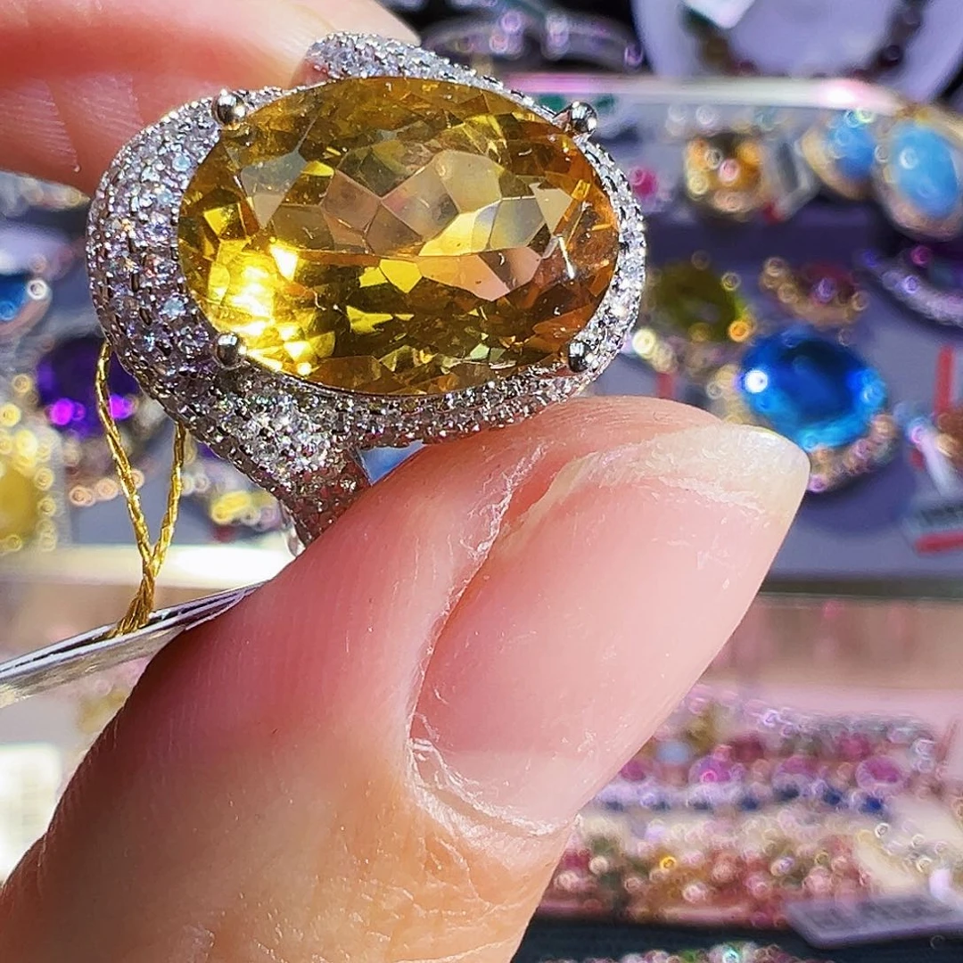 银S925镶嵌戒指黄晶