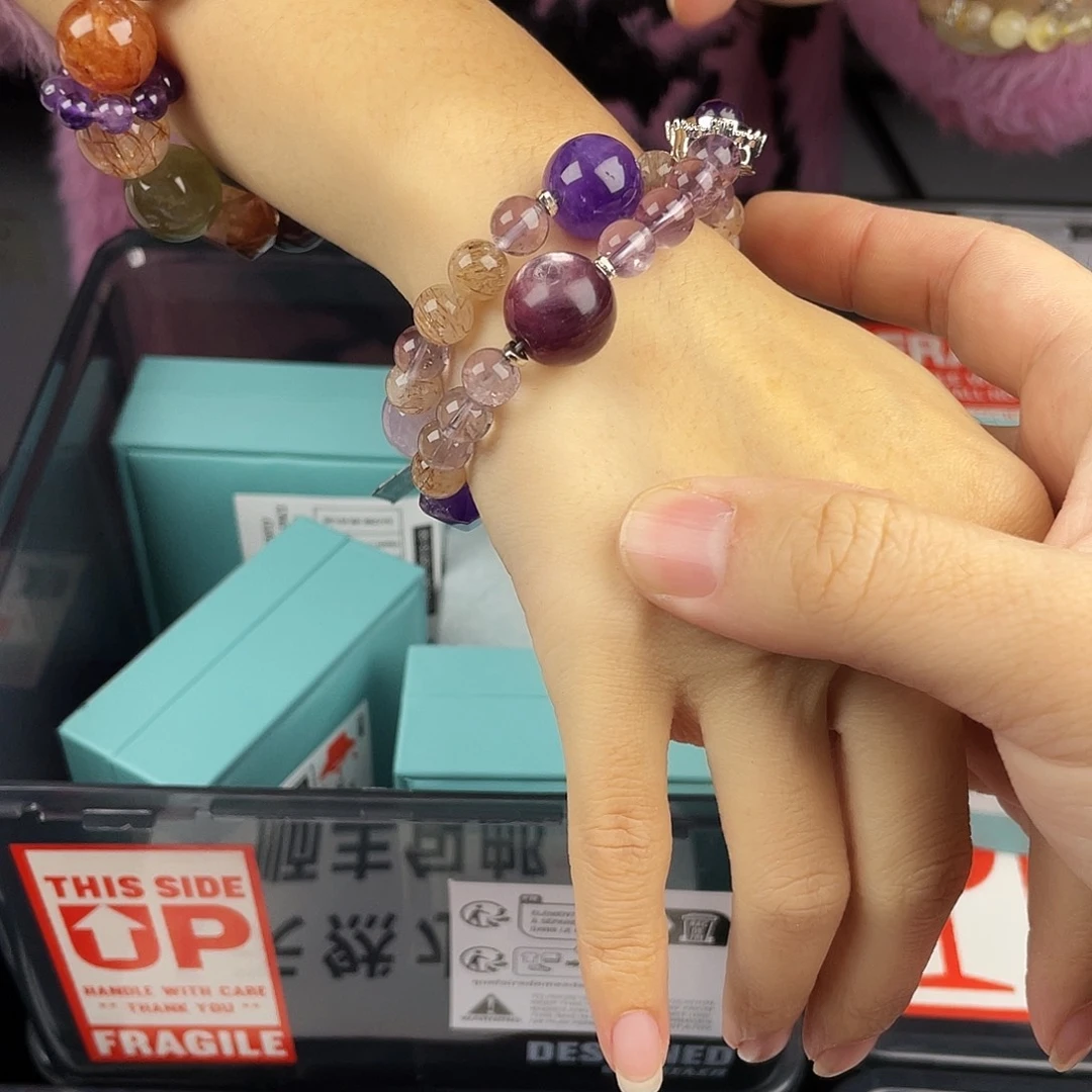 银S925镀金镶嵌黄晶手串