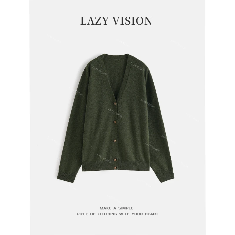 LAZYVISION*康赛妮羊绒V领针织毛衣开衫ZMD-29362