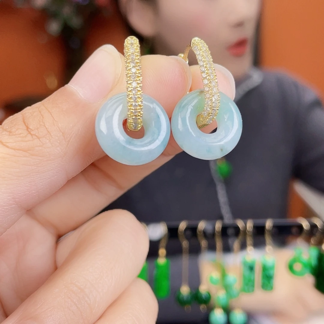 翡翠未镶嵌耳饰饰品