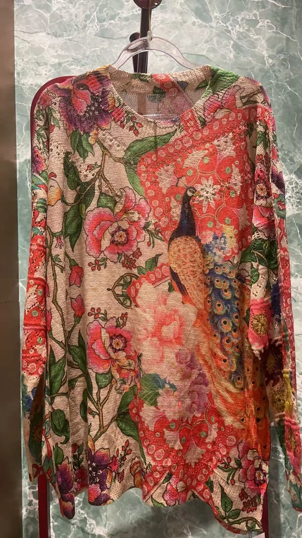 YUFEI/禹菲072 花色针织印花时尚连衣裙中腰四季通用气质款