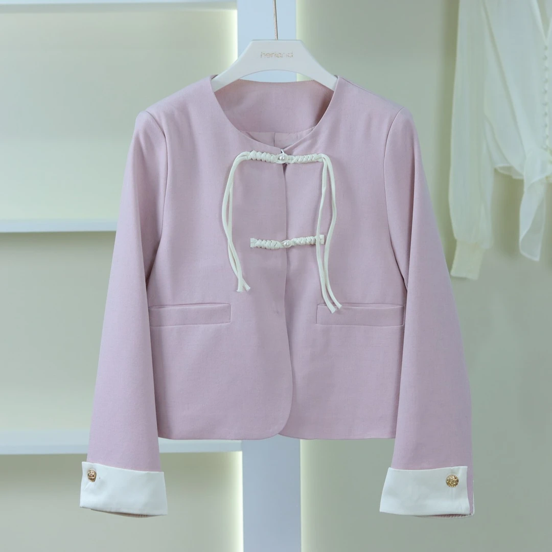 麦迪尚品【子xi】O-764 品牌折扣女装珠珠盘扣新中式外套春