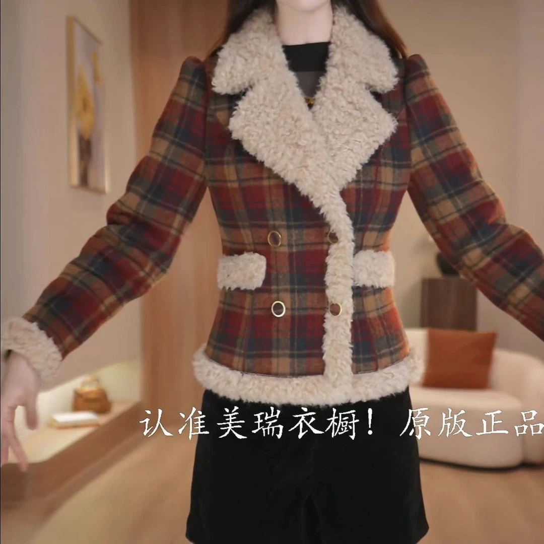 【外套】2025冬季新款洋气修身显瘦时尚优雅高贵通勤女士加绒外套