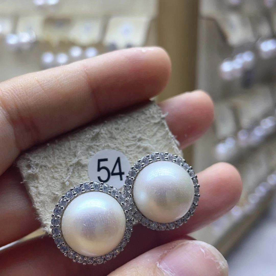 银S925镶嵌淡水珍珠耳饰