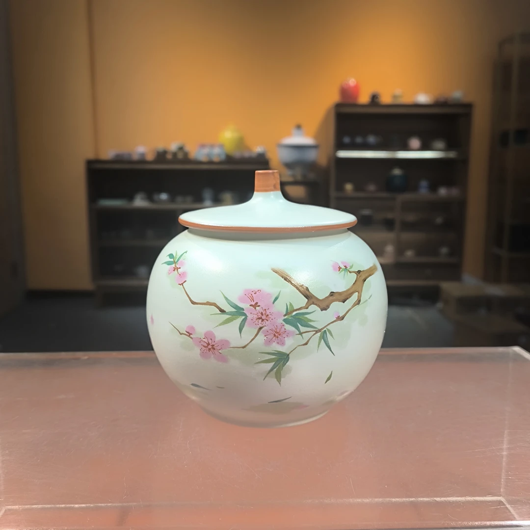 德化云仓 水电桃花茶叶罐-5168