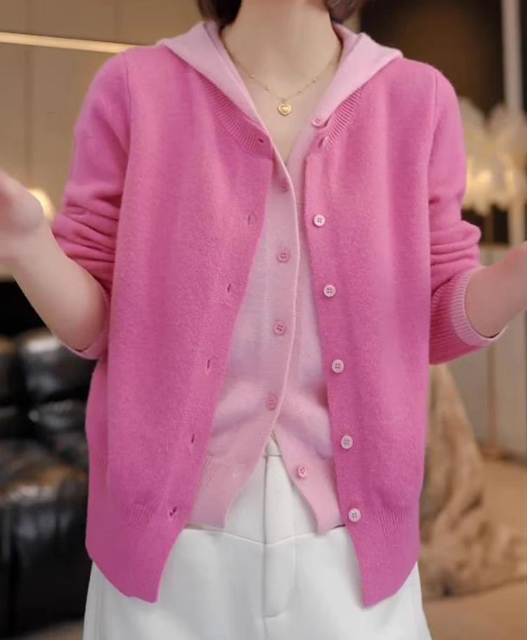 冬装上新韩版假两件针织开衫设计感时尚洋气纯色百搭叠穿毛衣女