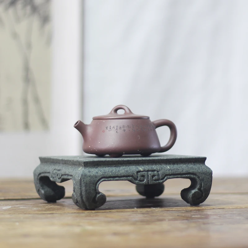 [常规]手工精品青石底座工艺品摆件垫高文玩香炉托中式香几架石案