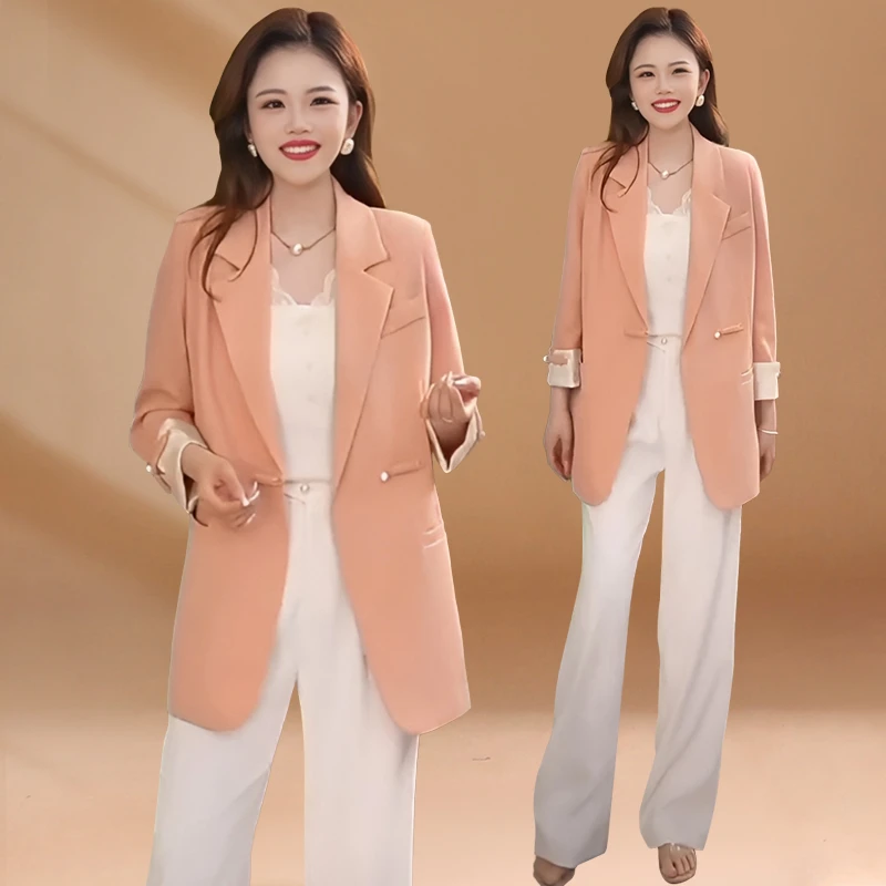 国风盘扣拼接西装外套女2025年春夏宽松休闲显瘦气质新中式上衣潮