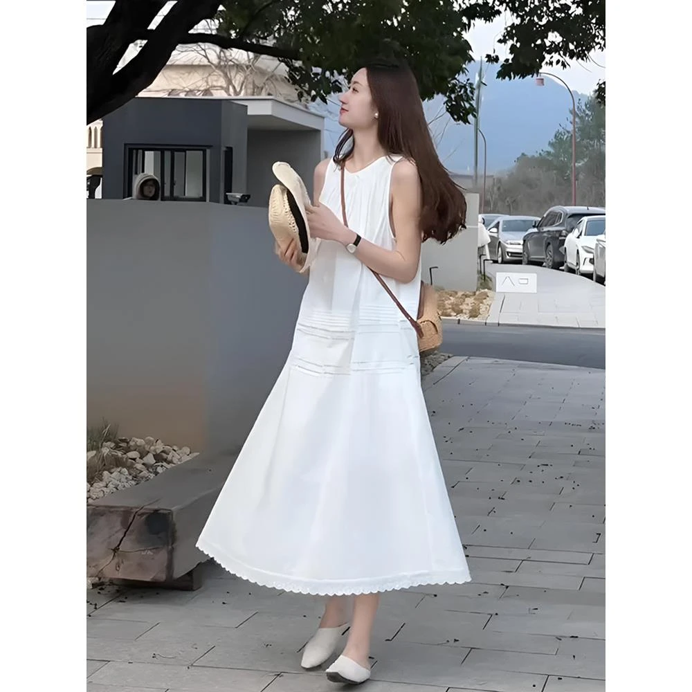 JA 今屿【初心】法式轻奢镂空绣花设计感连衣裙宽松设计感气质长裙