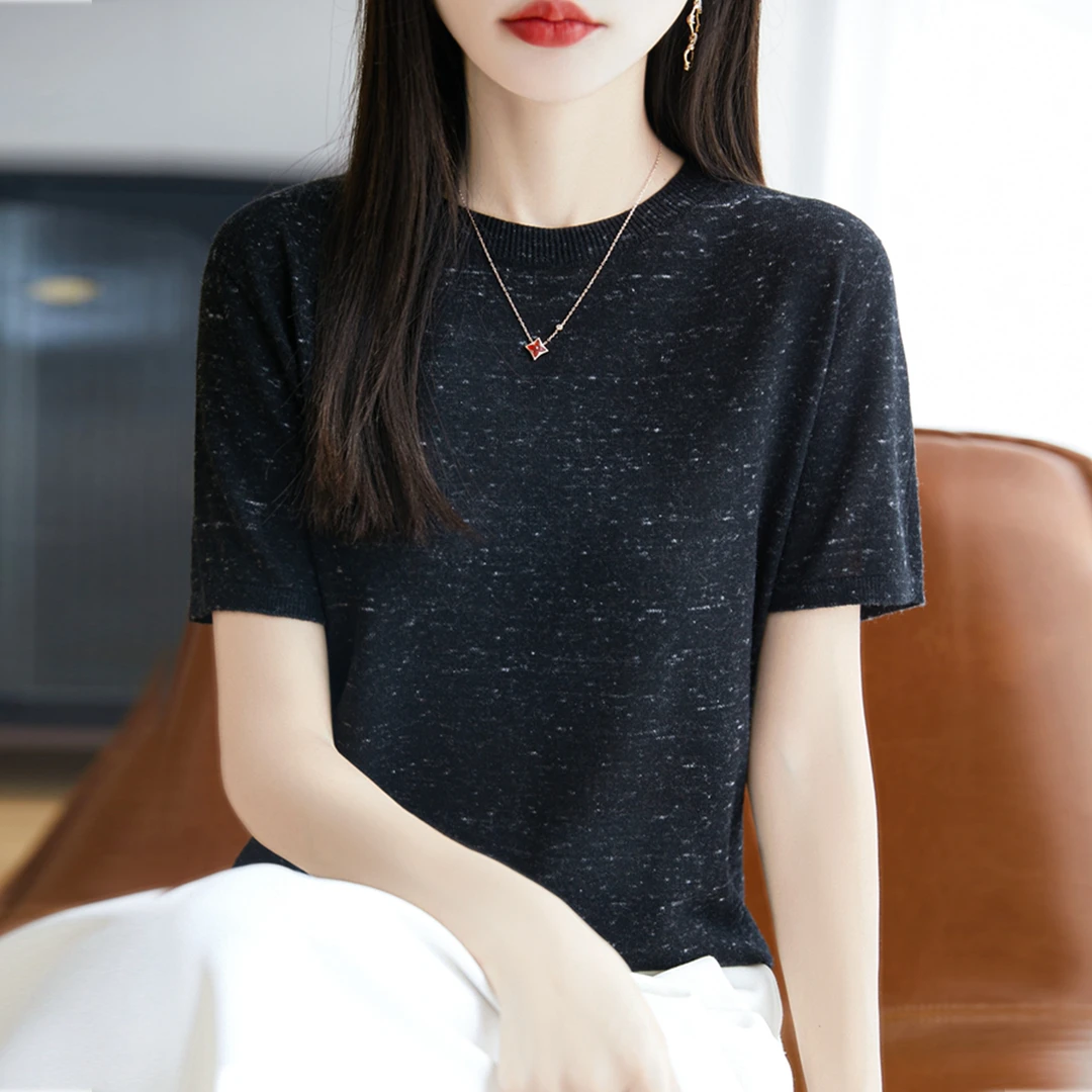 微胖mm夏装大码冰丝针织衫女士短袖t恤2025新款遮肚子巨显瘦上衣