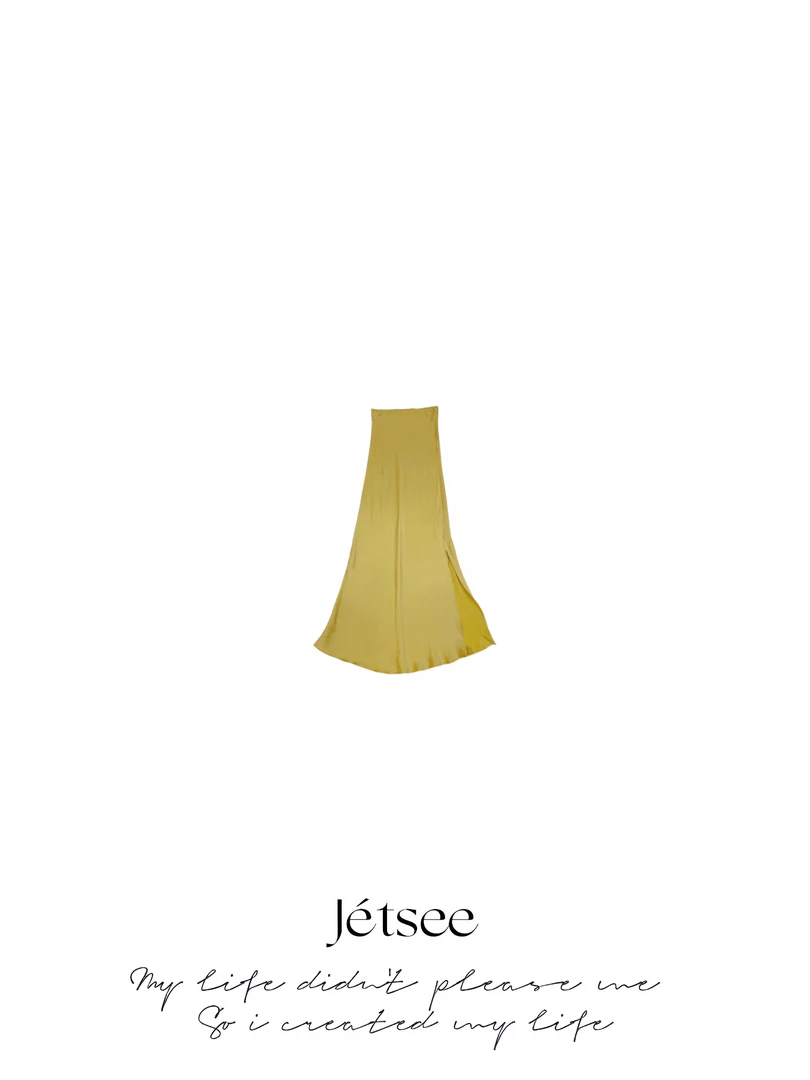 【邱邱分享】铜氨丝开衩半裙 B50281柠檬黄