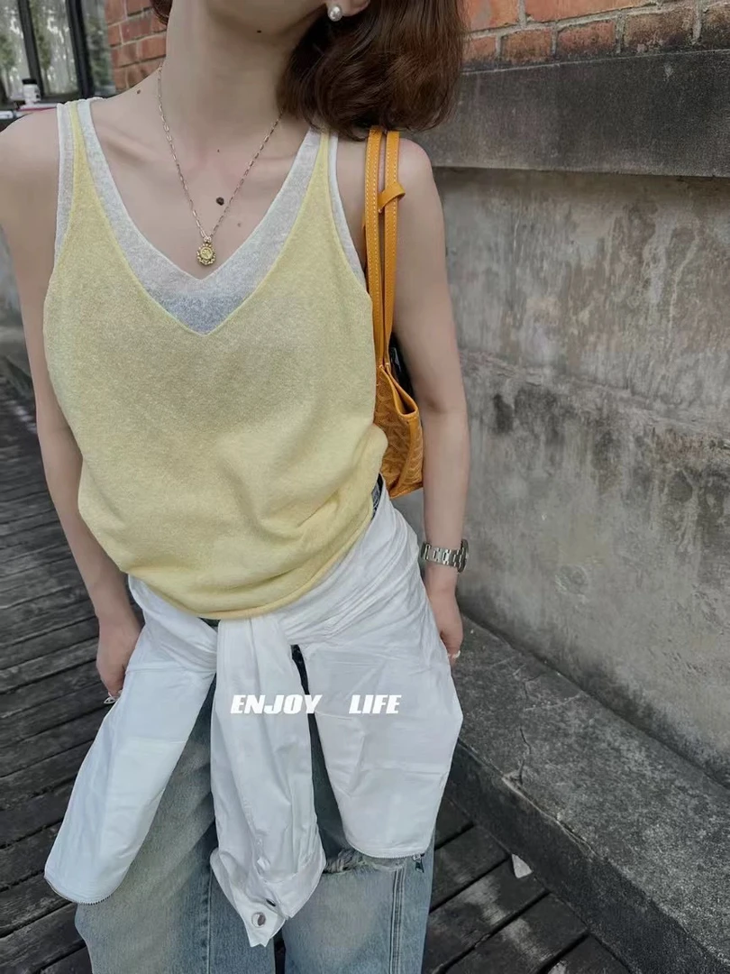 Coco 亚麻假2件百搭叠穿背心