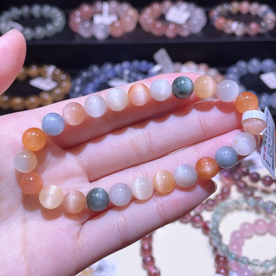 水晶手链未镶嵌兔毛手链，晶体通透8.3