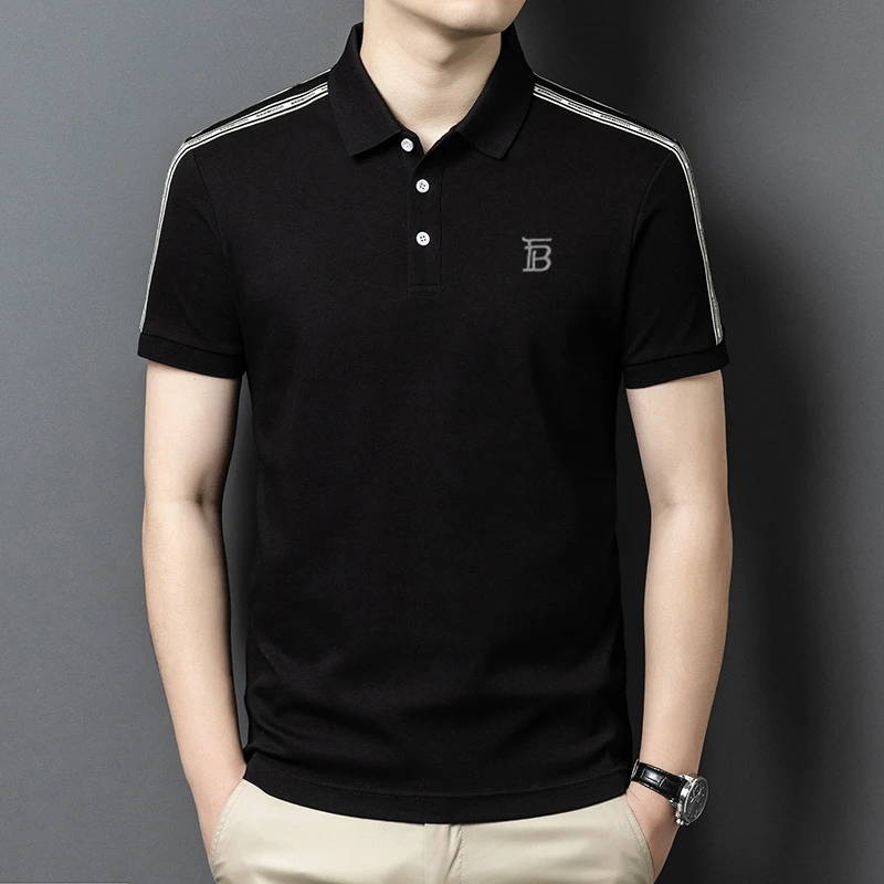 欧洲专柜高档夏季新款男士棉质短袖T恤POLO衫翻领休闲宽松半袖男