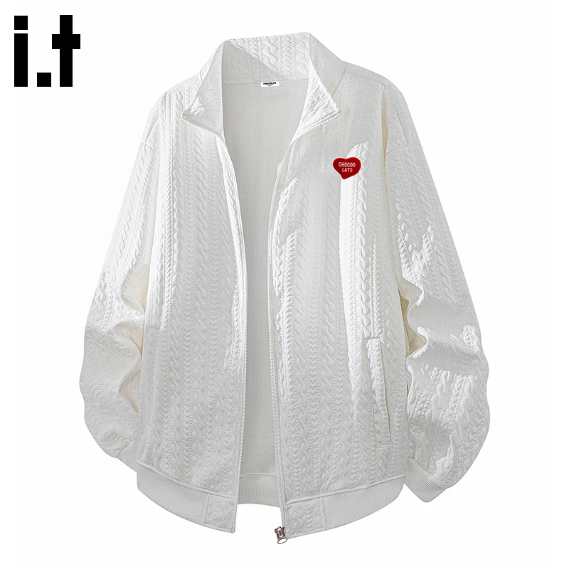 i.t:CHOCOOLATE立领开衫卫衣男秋冬新款轻奢痞帅宽松保暖休闲外套