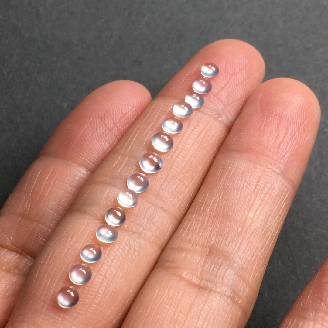 取大3.6天然缅甸翡翠高冰蛋面顶珠14个镶手链项链耳钉环手链等款