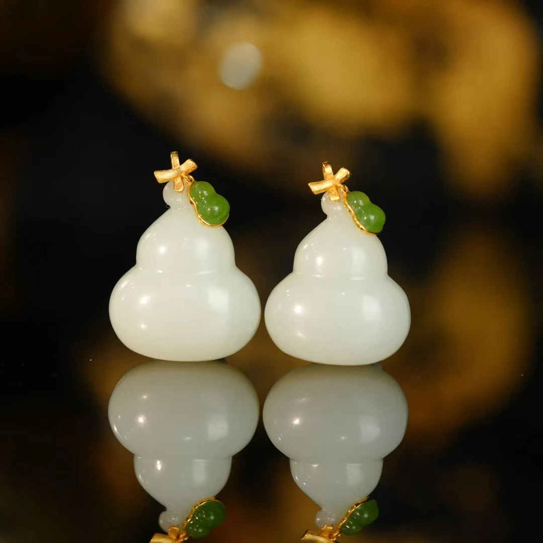 【初见珠宝】18K金和田玉葫芦吊坠16-2CH366X6【多样性发一件】