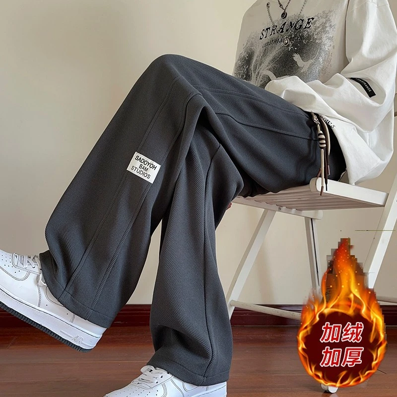 休闲裤子男2025秋冬季新款大码运动直筒宽松加绒加厚男裤潮流百搭商品图