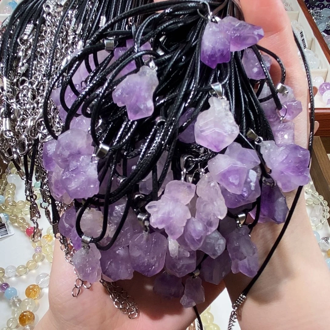 颈饰紫晶合金紫水晶原石项链