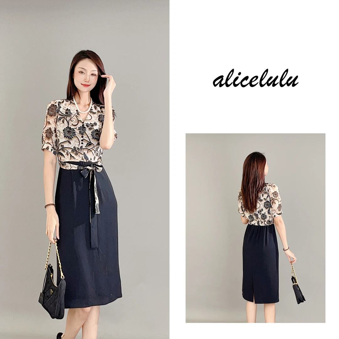 4 ALICE 雕刻之美连衣裙 3D印花 优雅通勤 S1033911W