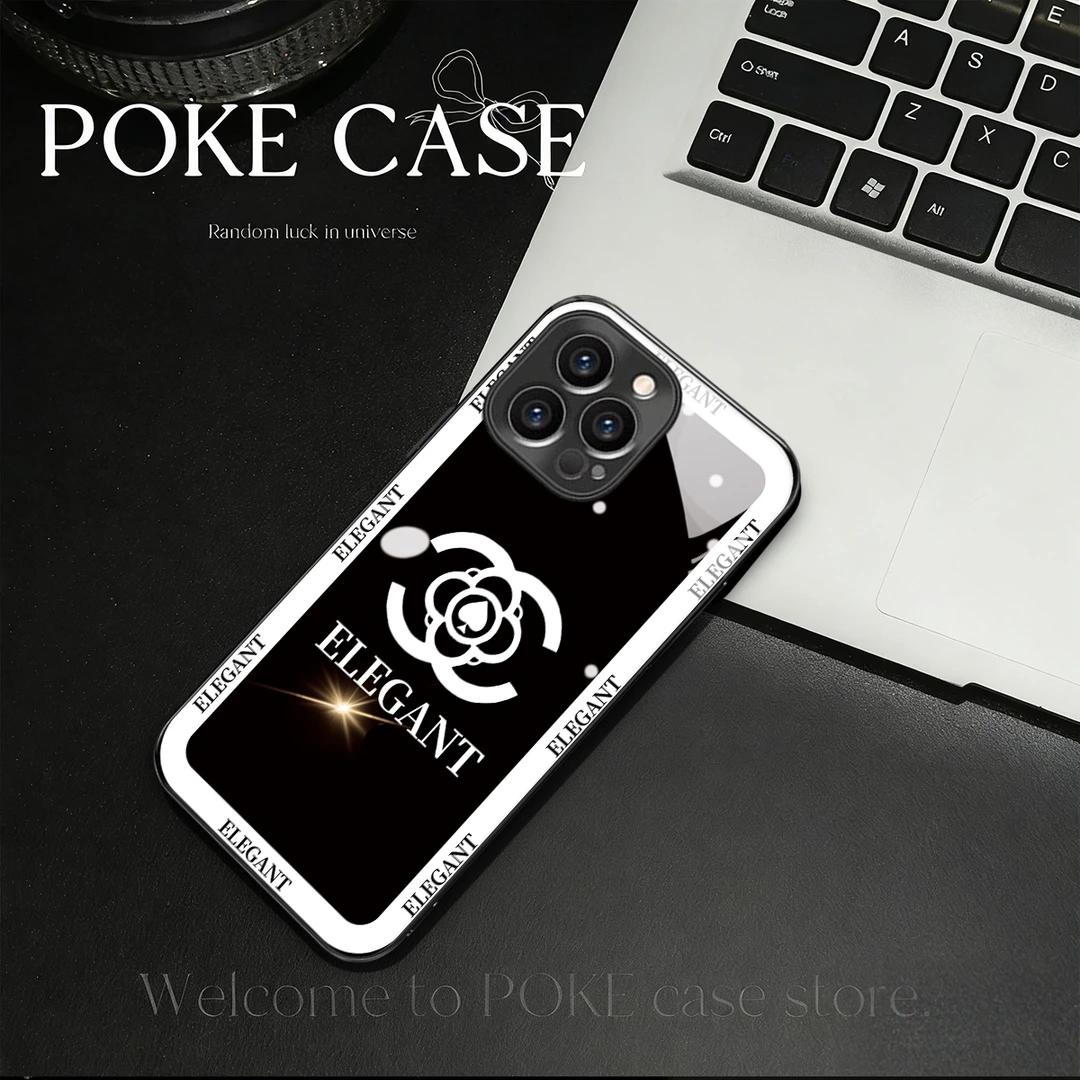 高级电镀玻璃英文双C适用苹果oppo华为vivo小米创意手链手机壳