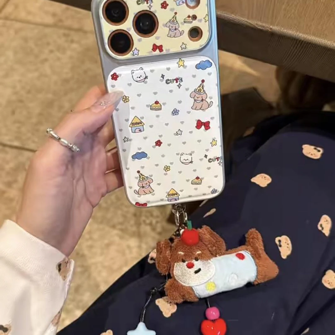 可爱白底灰爱心小狗房屋手链适用iPhone17promax手机壳苹果16pro