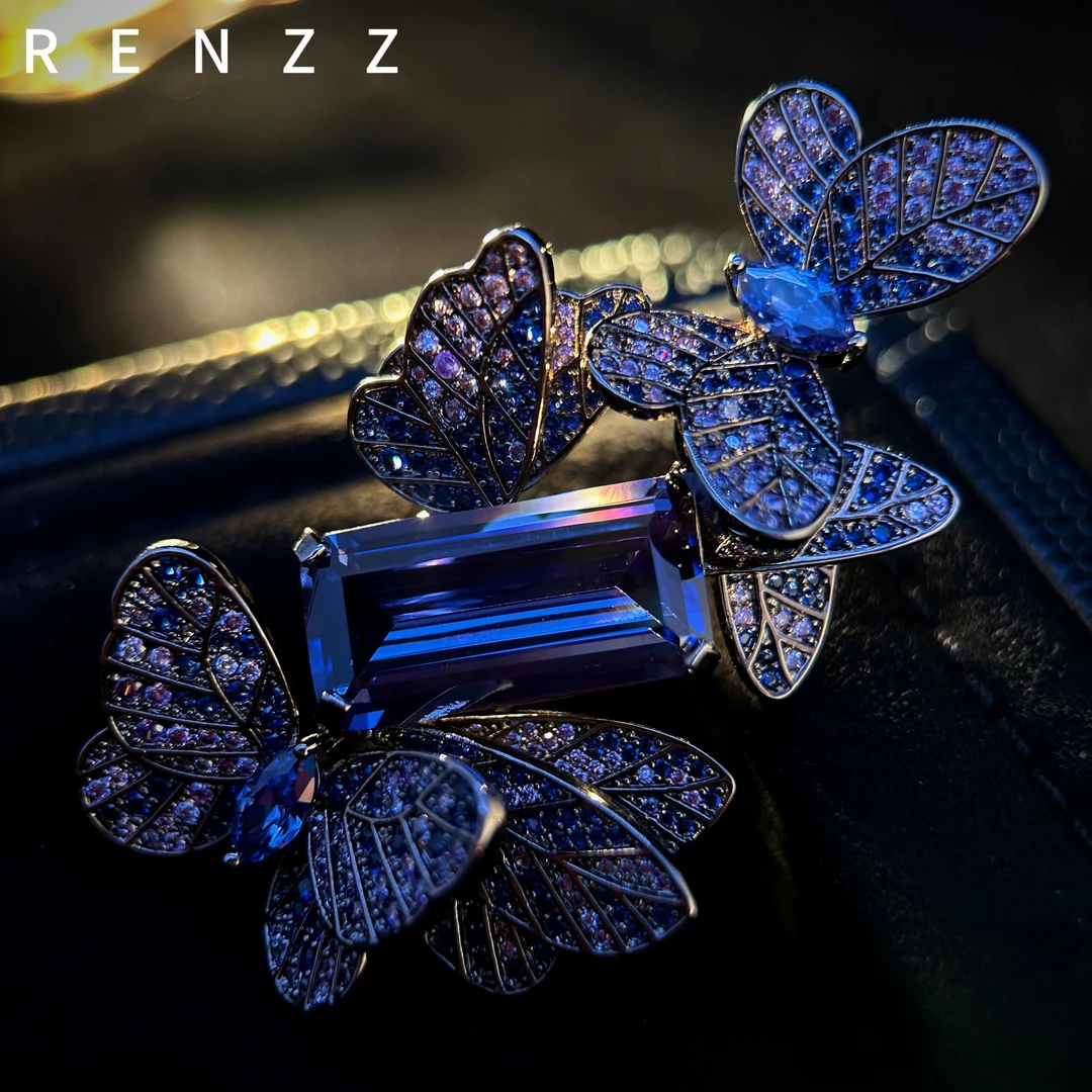 铜合金合成锆石胸针   3030英★【魅蝶】设计师高定富婆自戴送礼胸针